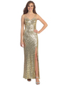 D8694 Embellished Shoulder Sequins Gown - Gold, Front View Thumbnail