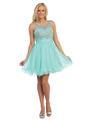 D8806 Darling Beads and Sequins Bodice Cocktail Dress - Mint, Front View Thumbnail