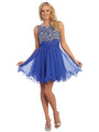 D8806 Darling Beads and Sequins Bodice Cocktail Dress - Royal Blue, Front View Thumbnail