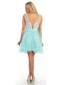 D8845 Sheer Illusion Embroidery Cocktail Dress - Mint, Back View Thumbnail