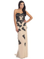 D8856 Strapless Sweetheart Embroidery Evening Dress - Black Nude, Front View Thumbnail