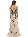 D8856 Strapless Sweetheart Embroidery Evening Dress - Black Nude, Back View Thumbnail