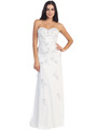 D8856 Strapless Sweetheart Embroidery Evening Dress - White White, Front View Thumbnail