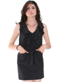 DN8133 Ruffle Neckline Day and Night Dress - Black, Front View Thumbnail