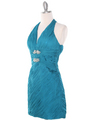 DPR1329 Ruched Halter Cocktail Dress - Teal, Alt View Thumbnail