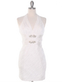 DPR1329 Ruched Halter Cocktail Dress - White, Front View Thumbnail