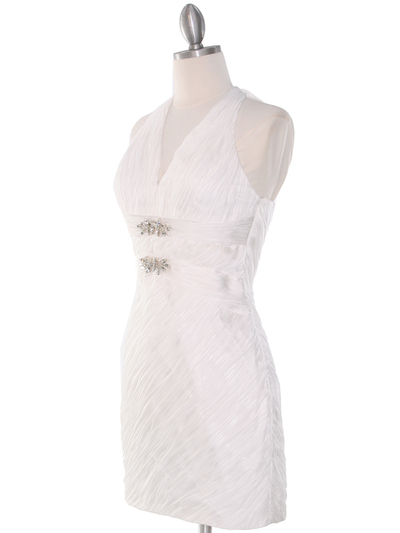 DPR1329 Ruched Halter Cocktail Dress - White, Alt View Medium