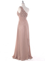 DPR1279 Rhinestone Braided Bodice Empire Waist Evening Dress - Beige, Back View Thumbnail