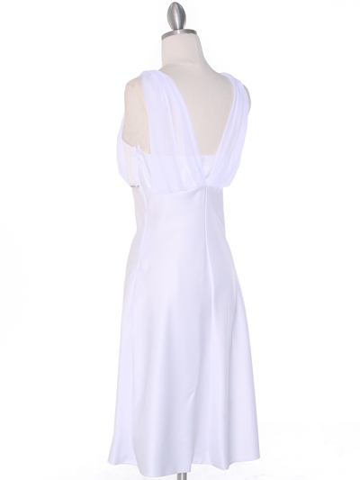 E1165 White Graduation Dress with Rhinestone Trim - White, Back View Medium