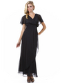 1735 Chiffon Evening Dress - Black, Front View Thumbnail