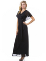 1735 Chiffon Evening Dress - Black, Alt View Thumbnail