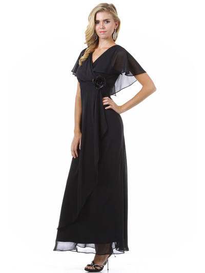 1735 Chiffon Evening Dress - Black, Alt View Medium