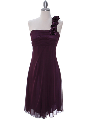 E1801 Purple One Shoulder Homecoming Dress,