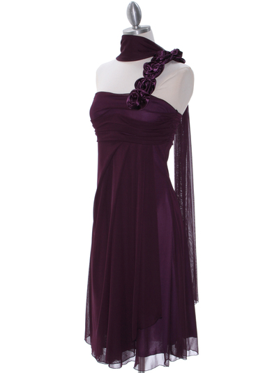 E1801 Purple One Shoulder Homecoming Dress - Purple, Alt View Medium