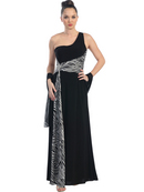 One Shoulder Animal Print Evening Dress