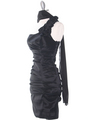 E1893 One Shoulder Rosette Cocktail Dress. - Black, Alt View Thumbnail