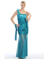 E1909 Pleated Evening Dress - Jade Green, Front View Thumbnail