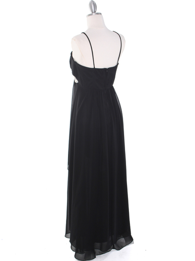 E1913 High Low Chiffon Cocktail Dress - Black, Back View Medium