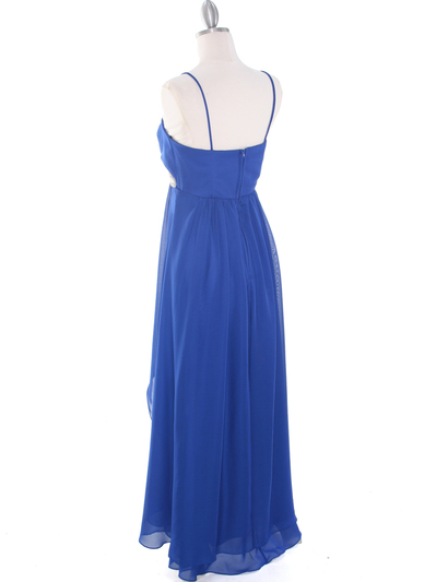 E1913 High Low Chiffon Cocktail Dress - Royal Blue, Back View Medium