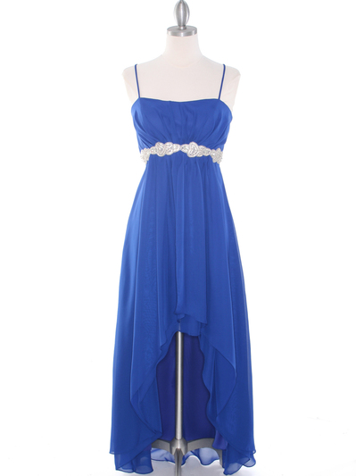 E1913 High Low Chiffon Cocktail Dress - Royal Blue, Front View Medium