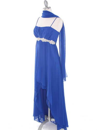 E1913 High Low Chiffon Cocktail Dress - Royal Blue, Alt View Medium