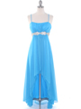 E1913 High Low Chiffon Cocktail Dress - Turquoise, Front View Thumbnail