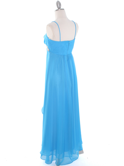E1913 High Low Chiffon Cocktail Dress - Turquoise, Back View Medium