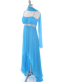 E1913 High Low Chiffon Cocktail Dress - Turquoise, Alt View Thumbnail