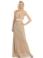E1922 Lace Evening Dress - Gold, Front View Thumbnail