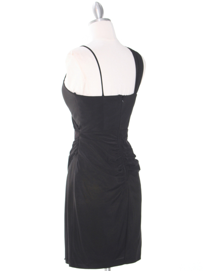 E1944 One Shoulder Asymmetrical Cocktail Dress - Black, Back View Medium