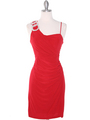 E1944 One Shoulder Asymmetrical Cocktail Dress - Red, Front View Thumbnail