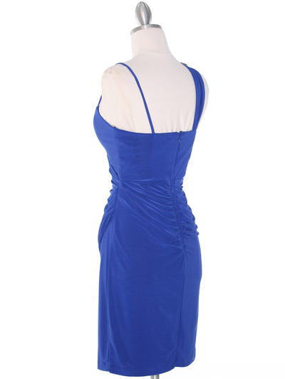 E1944 One Shoulder Asymmetrical Cocktail Dress - Royal Blue, Back View Medium
