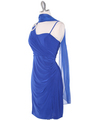 E1944 One Shoulder Asymmetrical Cocktail Dress - Royal Blue, Alt View Thumbnail