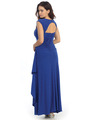 E2014 Pleated Bust Warp Skip Knitted Evening Dress - Royal, Back View Thumbnail