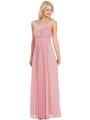 E2027 Jeweled Neckline Evening Dress - Dust Pink, Front View Thumbnail