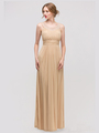E2027 Jeweled Neckline Evening Dress - Gold, Front View Thumbnail
