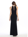 E2053 Halter Jersey Evening Dress - Black, Back View Thumbnail