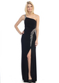 E2332 Cross Back Jeweled Prom Dress - Black, Front View Thumbnail