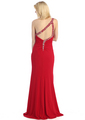 E2332 Cross Back Jeweled Prom Dress - Red, Back View Thumbnail