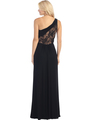 E2370 One Shoulder Twist Front Evening Dress - Black Nude, Back View Thumbnail