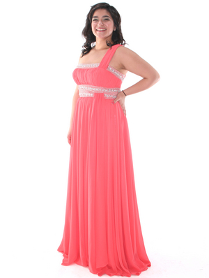 E2426 One Shoulder Chiffon Prom Dress, Coral