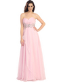 E2427 Strapless Pleated and Jeweled Prom Dress - Baby Pink, Front View Thumbnail