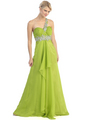 E2428 One Shoulder Cut Out Prom Dress - Lime Green, Front View Thumbnail
