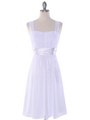 E2460 Pleated Graduation Dress - White, Front View Thumbnail