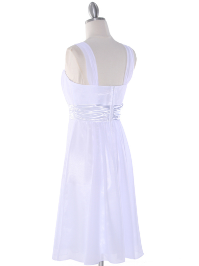 E2460 Pleated Graduation Dress - White, Back View Medium