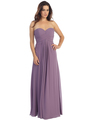E2600 Empire Waist Pleated Bodice Chiffon Bridesmaid Dress - Dusty Pink, Front View Thumbnail