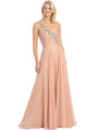 E2628 Jeweled One Shoulder Evening Gown - Dusty Pink, Front View Thumbnail