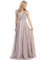 E2727 Empire Waist Sparkling Bodice A-line Evening Dress - Victorian Lilac, Front View Thumbnail