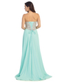 E3006 Sweetheart Neckline Jewel Bodice Chiffon Evening Dress - Mint, Back View Thumbnail