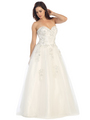 E3010 A Floral Satin Top Sweetheart Neckline Ball Gown - Off White, Alt View Thumbnail